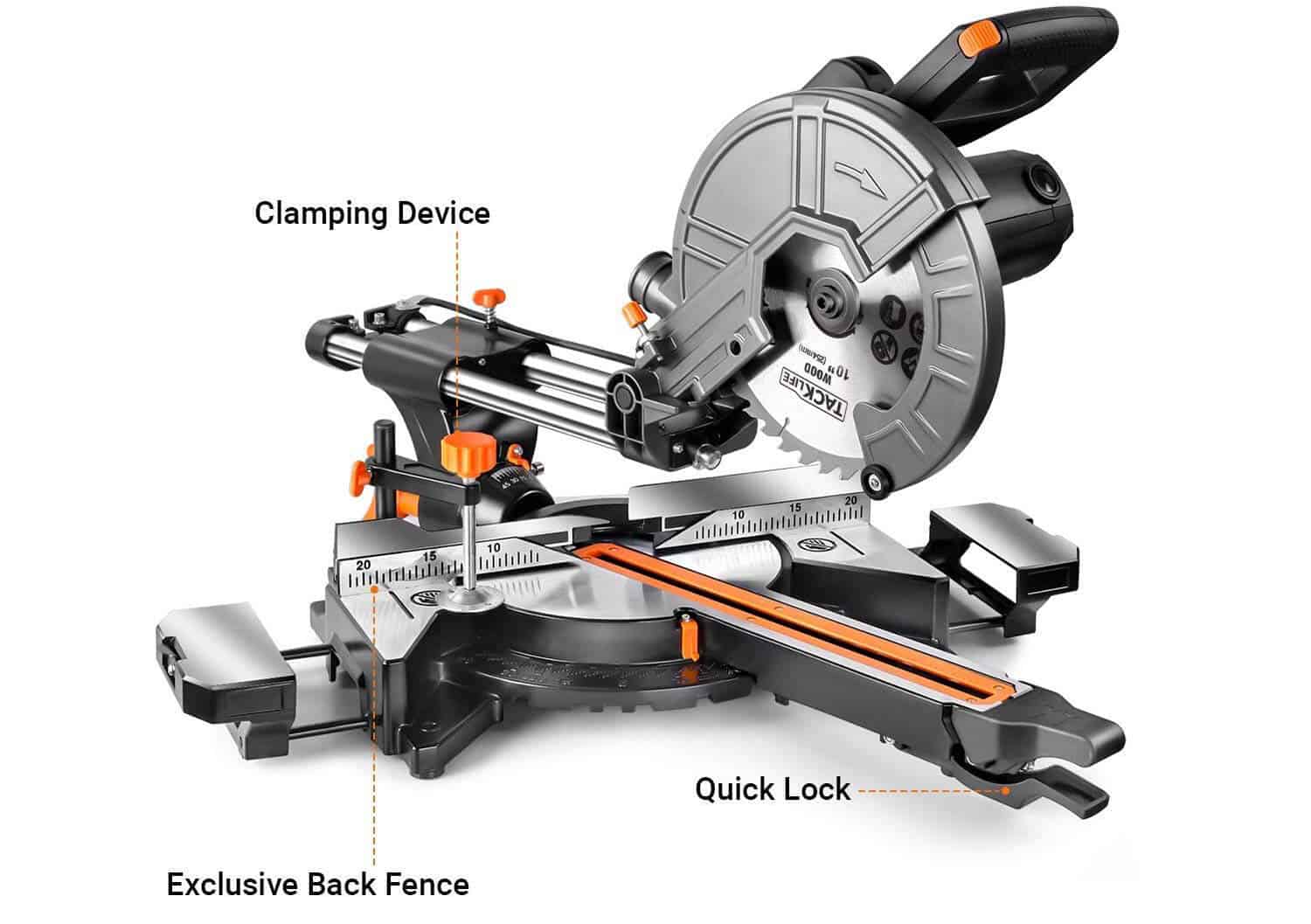 Tracklife 15 AMP 10-Inch Sliding Compound Miter Saw Product Features Tracklife 15 AMP 10-Inch Sliding Compound Miter Saw
