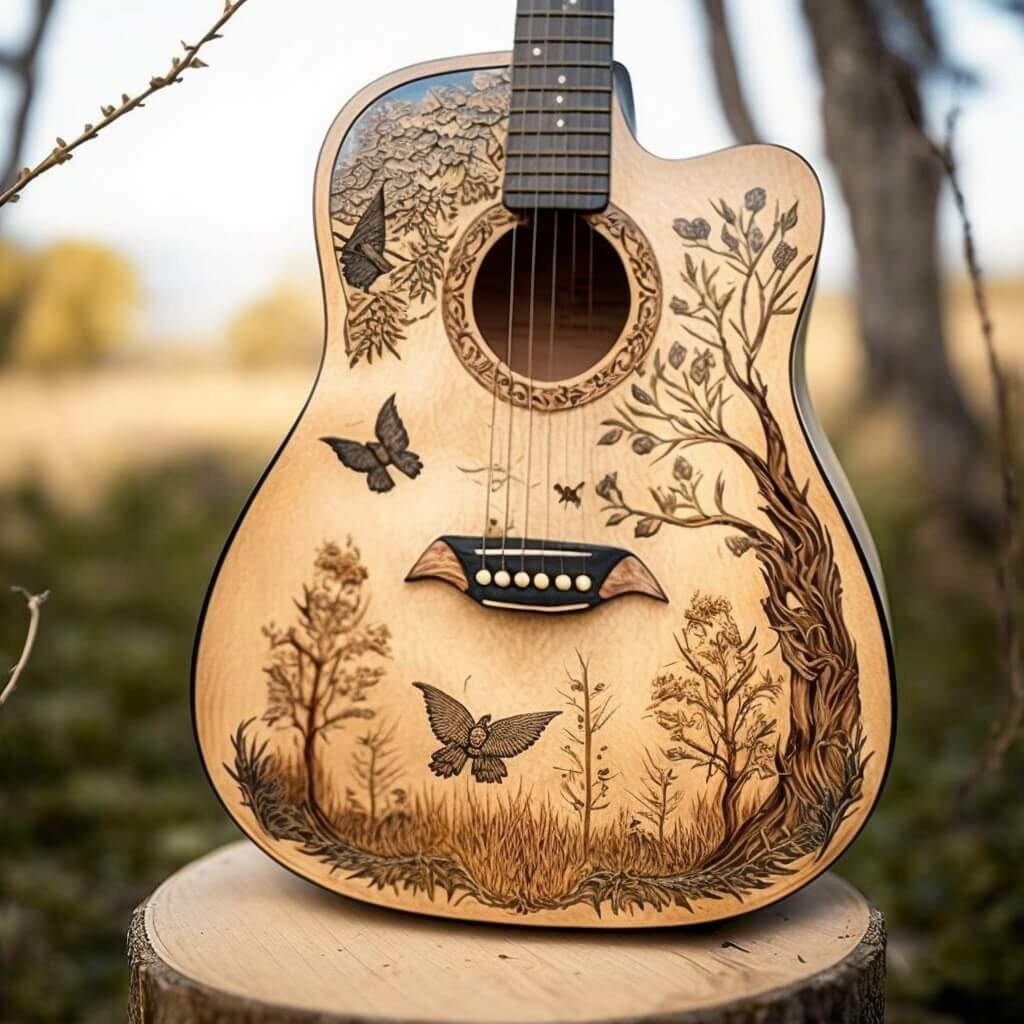 Wood Burned Custom Guitar