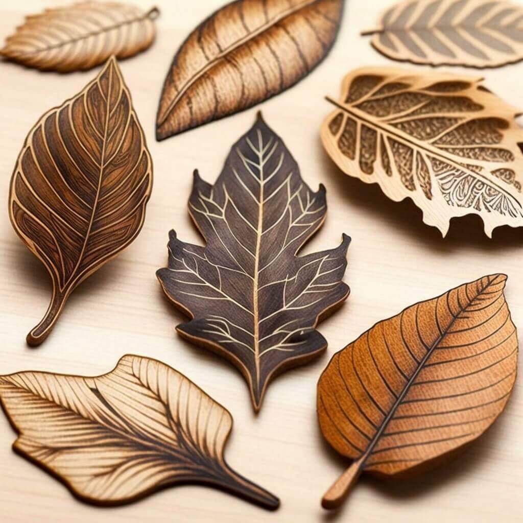 Wood Burned Leaf Magnets