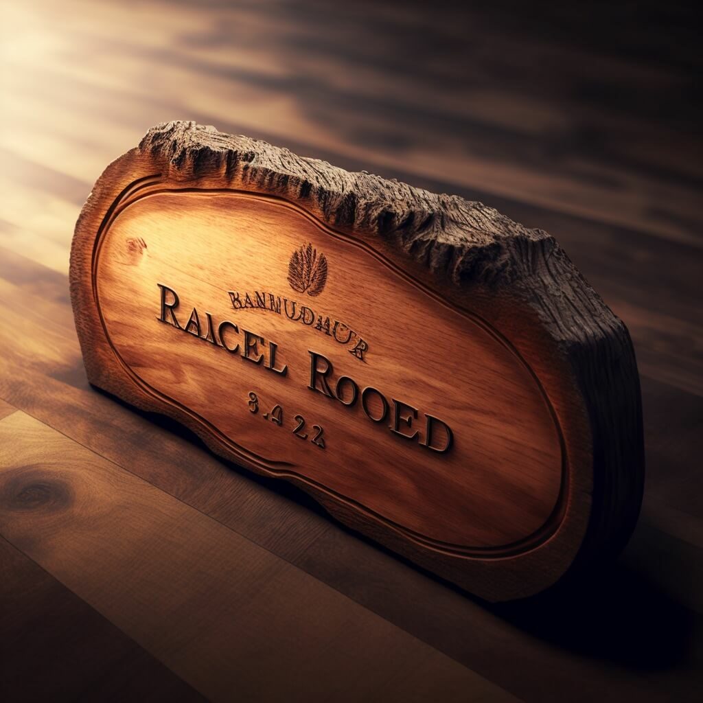 Wooden Name Plate With Wood Burning